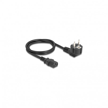 "Delock Netzkabel PC Schutzkontaktstecker CEE 7/7 90° gewinkelt auf C13 Buchse, 1 m, 3 x 1,00 mm² sc