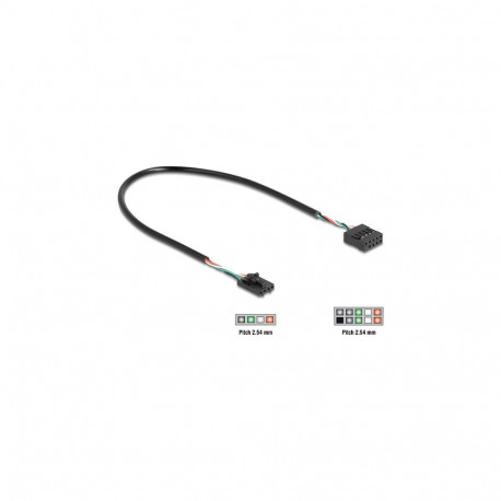 "Delock Kabel USB 2.0 Pfostenbuchse 2,54 mm 4 Pin zu USB 2.0 Pfostenbuchse 2,54 mm 10 Pin 30 cm"
