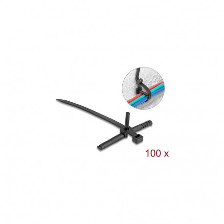 "Delock Kabelbinder mit Dübel L 150 x B 7,0 mm schwarz 100 Stück"