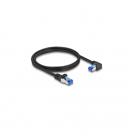 Delock RJ45 võrgukaabel Cat.6A S/FTP sirge / paremale nurgaga 1 m must