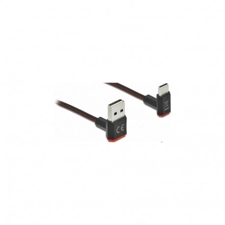 "Delock EASY-USB 2.0 Kabel Typ-A Stecker zu USB Type-C™ Stecker gewinkelt oben / unten 1 m schwarz"