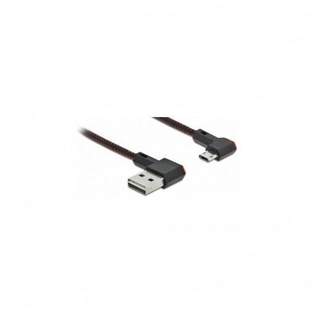 Delock EASY-USB 2.0 kaabel A-pistik - EASY-USB Micro-B-pistik, vasakule/paremale nurgaga, 1 m, must