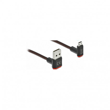 Delock EASY-USB 2.0 kaabel Typ-A pistik – EASY-USB Typ Micro-B pistik nurgaga üles / alla 0,5 m must