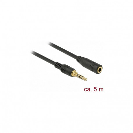 "Delock Klinkenverlängerungskabel 3,5 mm 4 Pin Stecker zu Buchse 5 m schwarz"