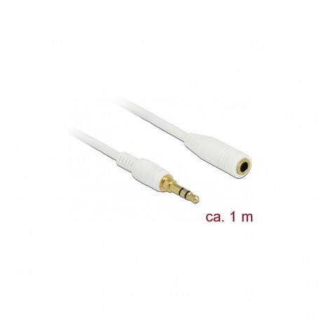 Delock 3,5 mm 3-pin isane-emane pikenduskaabel 1 m, valge