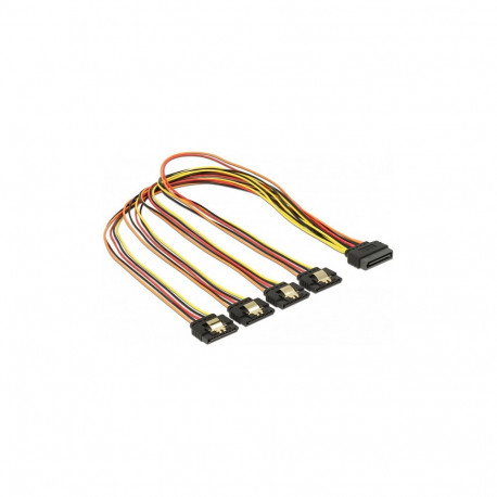 "Delock Kabel SATA 15 Pin Strom Stecker mit Einrastfunktion > SATA 15 Pin Strom Buchse 4 x gerade 50