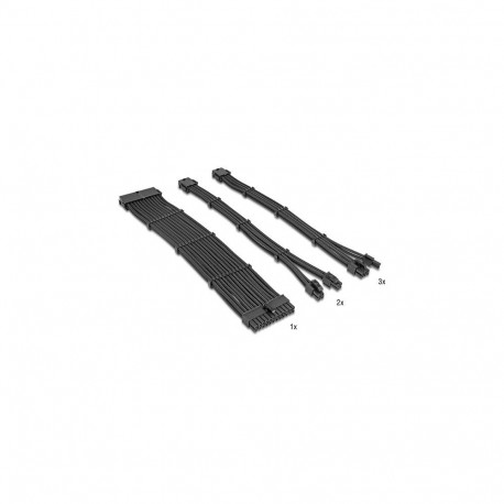 "Delock PSU Verlängerungskabel Set 30 cm 6-teilig Sleeved mit Kabelkämmen (1 x 24 Pin ATX, 2 x 4 + 4