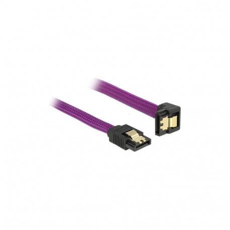 "Delock SATA 6 Gb/s Kabel gerade auf unten gewinkelt 20 cm violett"