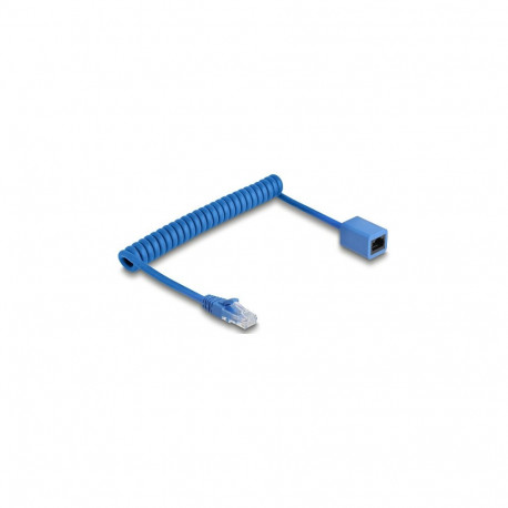 Delock RJ45 spiraalkaabel pistik-pesa Cat.6 UTP 0,6 m kuni 1,2 m sinine