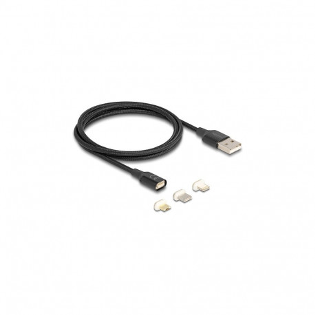 "Delock Magnetisches Ladekabel Set für 8 Pin Lightning™ / Micro USB / USB Type-C™ schwarz 1 m"