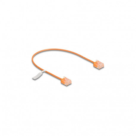"Delock RJ45 Netzwerkkabel Cat.6 UTP Ultra Slim 0,3 m orange mit kurzen Steckern"