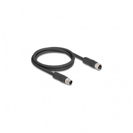 "Delock M12 Kabel L-kodiert 4 Pin Stecker zu Buchse PUR schleppkettentauglich 5 m schwarz"