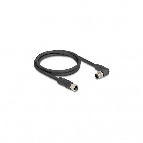 "Delock M12 Kabel L-kodiert 4 Pin Stecker rechts gewinkelt zu Buchse gerade PUR schleppkettentauglic