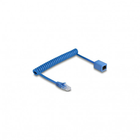 Delock RJ45 spiraalkaabel pistik-pesa Cat.6 UTP 0,45 m kuni 0,75 m sinine