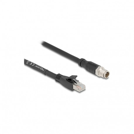 Delock M12 X-kodiert 8 pin pistik - RJ45 pistik Cat.5e S/FTP painduv kaabel 3 m must