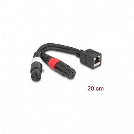 "Adapterkabel RJ45 Buchse zu 2 x XLR 3 Pin Buchse schwarz 20 cm"