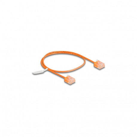 "Delock RJ45 Netzwerkkabel Cat.6 UTP Ultra Slim 0,5 m orange mit kurzen Steckern"