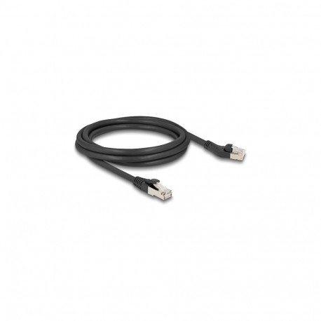 Delock RJ45 võrgukaabel Cat.8.1 S/FTP 45° vasakule nurgaga ja sirge pistik kuni 40 Gbps 2 m must