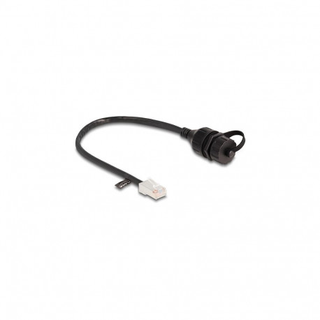 "Delock Kabel RJ45 Stecker zu RJ45 Buchse zum Einbau mit Verschlusskappe Cat.5e FTP IP68 staub- und 
