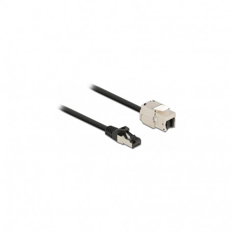 Delock RJ45 pistikuga Keystone mooduli RJ45 pesaga kaabel Cat.6A 5 m must