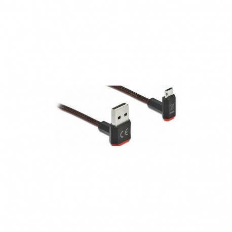 "EASY-USB 2.0 Kabel Typ-A Stecker zu EASY-USB Typ Micro-B Stecker gewinkelt oben / unten 0,2 m schwa