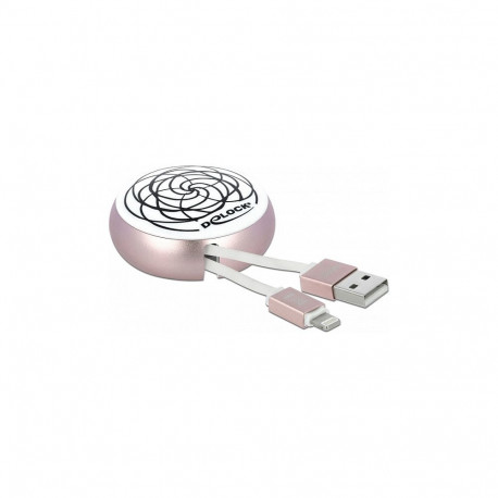 "Delock USB Aufrollkabel Typ-A zu Lightning™ weiß / rosé"