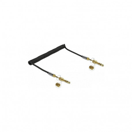 "Delock Spiralkabel 3,5 mm 3 Pin Klinkenstecker zu Klinkenstecker mit Schraubadapter 2 m"