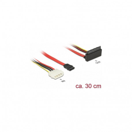 "Delock Kabel SATA 6 Gb/s 7 Pin Buchse + Molex 4 Pin Strom Stecker > SATA 22 Pin Buchse oben gewinke
