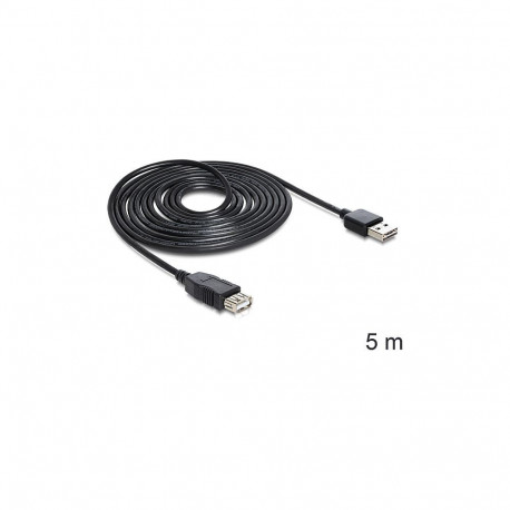 Delock EASY-USB 2.0 Typ-A pistik > USB 2.0 Typ-A pesa pikendusjuhe, must, 5 m