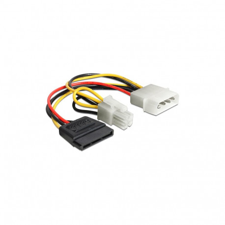 "Delock Kabel Power Molex 4 Pin Stecker > SATA 15 Pin Buchse + P4 Stecker"