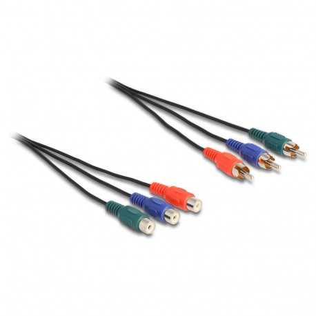 "Delock Cinch RGB Verlängerungskabel 3 x Stecker zu 3 x Buchse 3 m"