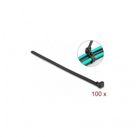 Delock korduvkasutatavad kuumuskindlad mustad kaablisidemed L 200 x B 7,5 mm 100 tk