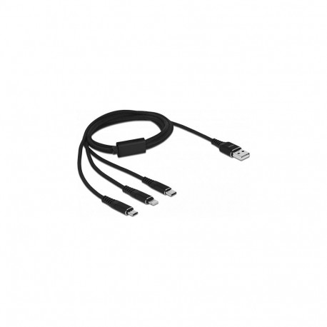 "Delock USB Ladekabel 3 in 1 Typ-A zu Lightning™ / Micro USB / USB Type-C™ 1 m schwarz"