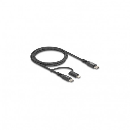 Delock 2-ühes usb-kaabel USB Type-C kuni USB Type-C / Lightning iPhone-ile ja iPad-ile 1 m MFi 60 W
