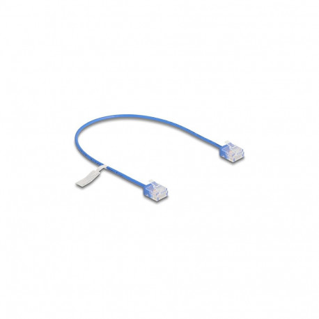 "Delock RJ45 Netzwerkkabel Cat.6 UTP Ultra Slim 0,3 m blau mit kurzen Steckern"