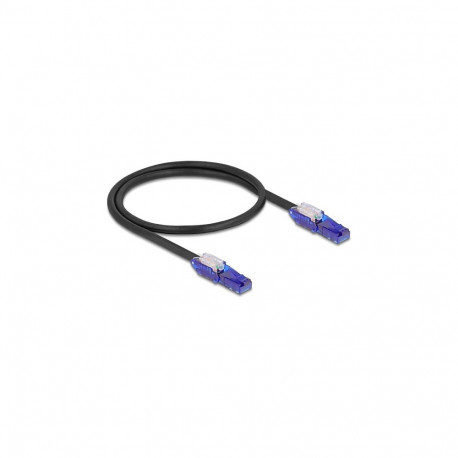 "Delock RJ45 Netzwerkkabel Cat.6 UTP mit 180° winkelbaren Steckern schwarz 0,5 m"