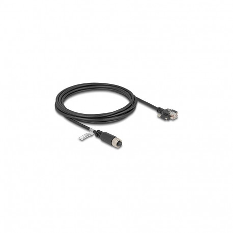 "Delock M12 Kabel A-kodiert 8 Pin Buchse zu RJ45 Stecker mit Schrauben Cat.5e FTP 3 m schwarz"
