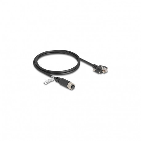 "Delock M12 Kabel A-kodiert 8 Pin Buchse zu RJ45 Stecker mit Schrauben Cat.5e FTP 1 m schwarz"