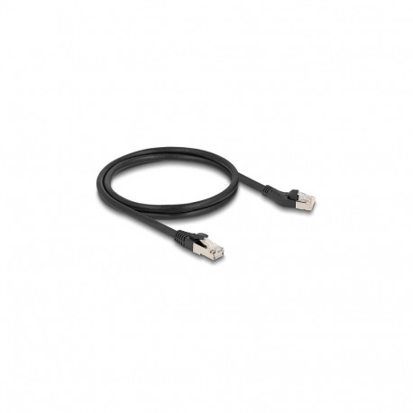 "Delock RJ45 Netzwerkkabel Cat.8.1 S/FTP Stecker 45° nach links gewinkelt zu Stecker gerade bis 40 G