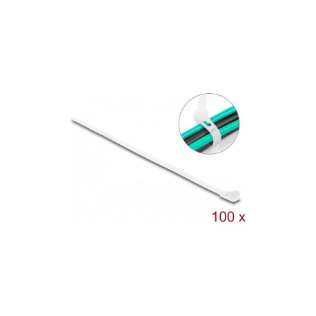 Korduvkasutatavad kaablisidemed L 200 x B 4,8mm 100 tk, valged