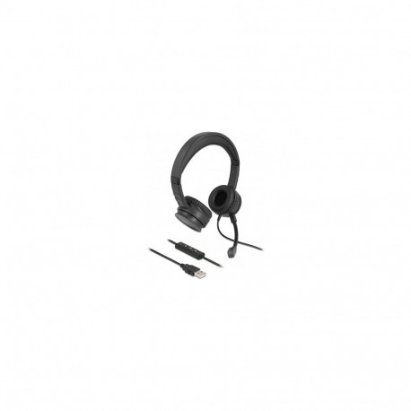 "USB Stereo Headset mit Kabelfernbedienung und Quick-Mute Taste für PC und Notebook"