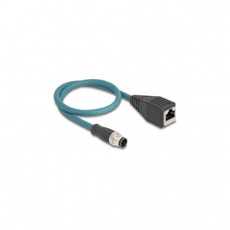 "Delock M12 Adapterkabel A-kodiert 8 Pin Stecker zu RJ45 Buchse 50 cm"