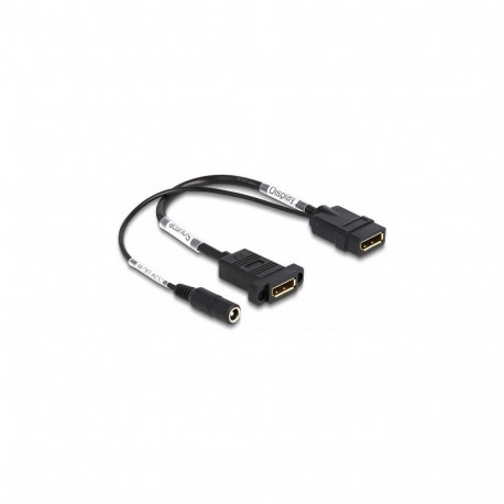 Delock DisplayPort kaabel 4K 60 Hz DC-toitega 2,1 x 5,5 mm 0,30 m paigaldatav