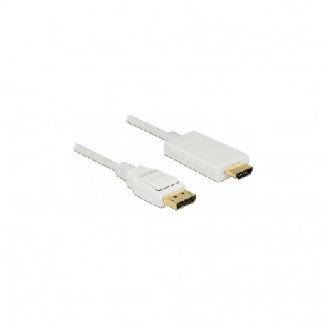 "Delock Kabel DisplayPort 1.2 Stecker > High Speed HDMI-A Stecker Passiv 4K 30 Hz 3 m weiß"