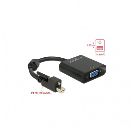 "Adapter mini DisplayPort 1.2 Stecker mit Schraube > VGA Buchse schwarz"
