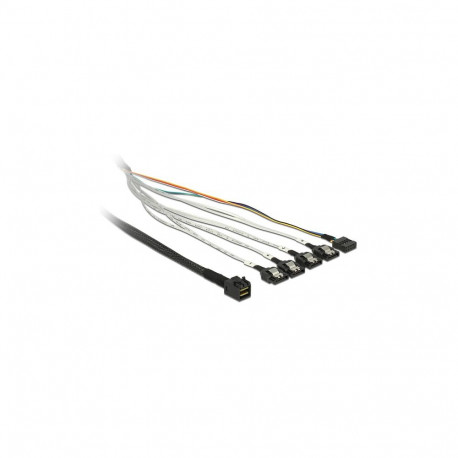 "Kabel Mini SAS SFF-8643 > 4 x SATA 7 Pin + Sideband 0,5 m Metall"