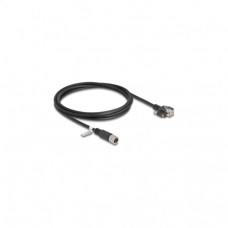 "Delock M12 Kabel X-kodiert 8 Pin Buchse zu RJ45 Stecker mit Schrauben Cat.6A S/FTP 2 m schwarz"