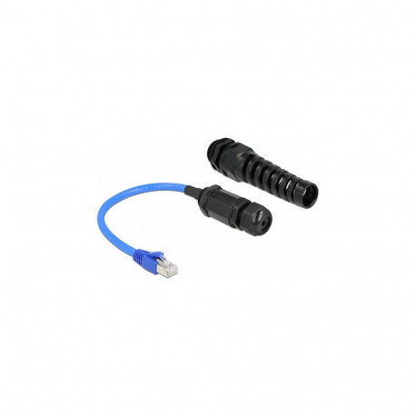 Delock RJ45 pistik-pesa Cat.6 veekindel kaabel kaabliläbiviigu ja murdumiskaitsega