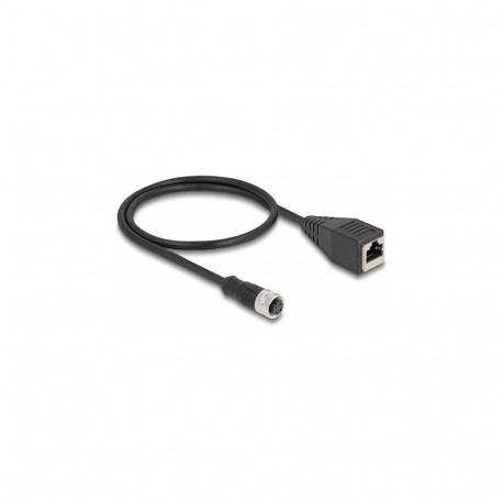 Delock M12 adapterkaabel D-koodiga 4 Pin pesa RJ45 pesa 50 cm