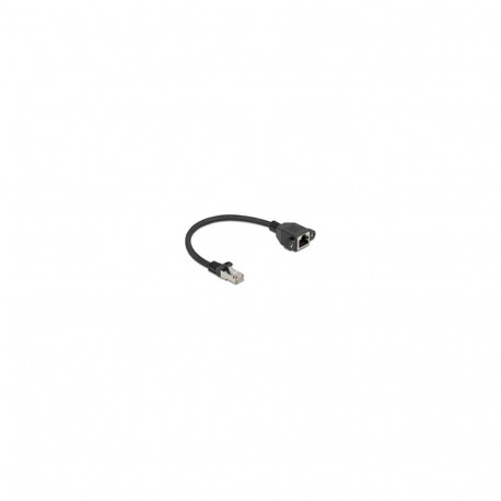 "Delock Netzwerk Verlängerungskabel S/FTP RJ45 Stecker zu RJ45 Buchse Cat.6A flache Ausführung 0,25 